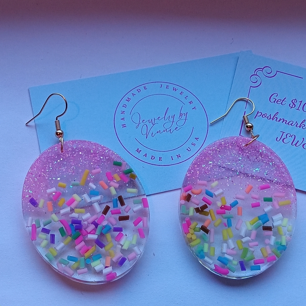 Hand Crafted Resin Earrings Cupcakes & Sprinkles Collection